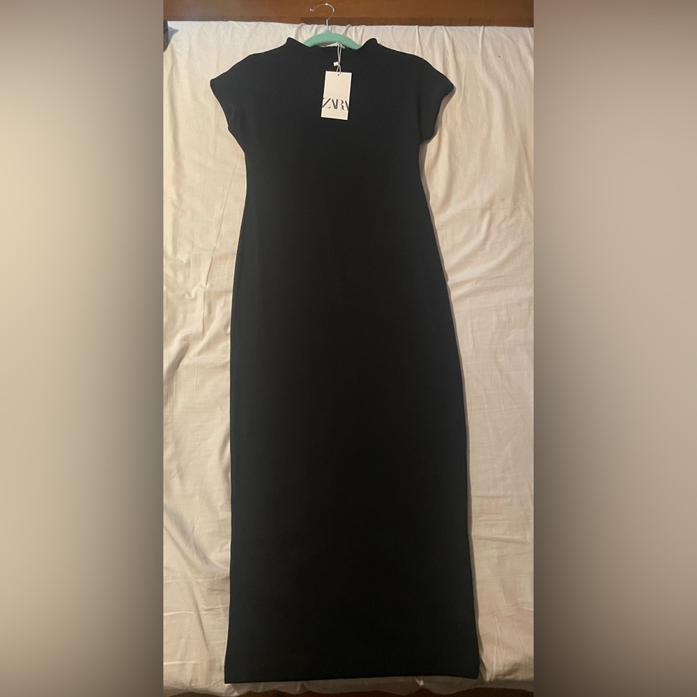 Zara NWT Black Mock Neck Dress